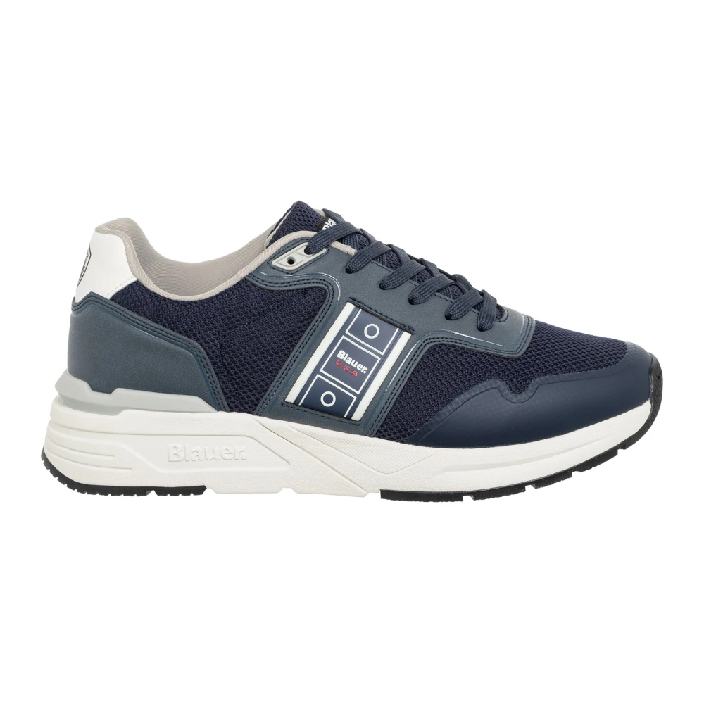 Blauer Men's Blue Sneakers,, Plain Lace-Up Ray Trainers Size 9 Uk