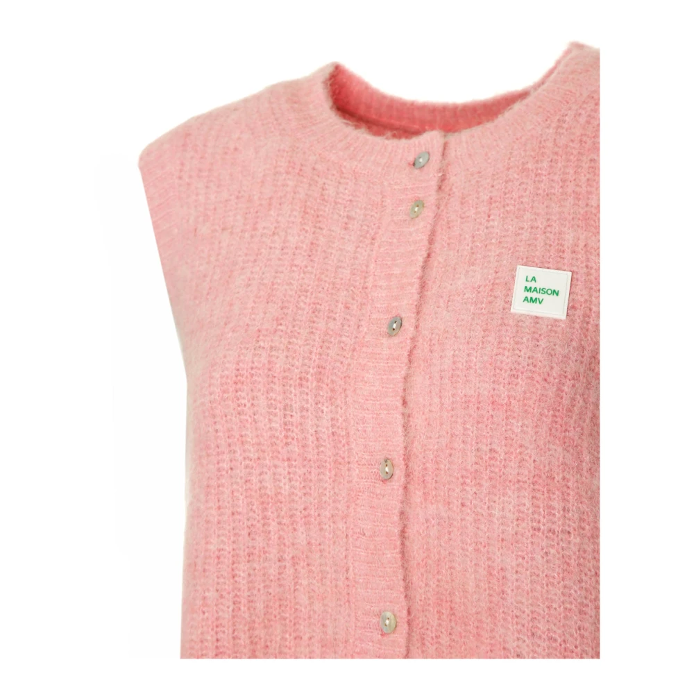 American vintage Mouwloze Vest met knoopsluiting Pink Dames