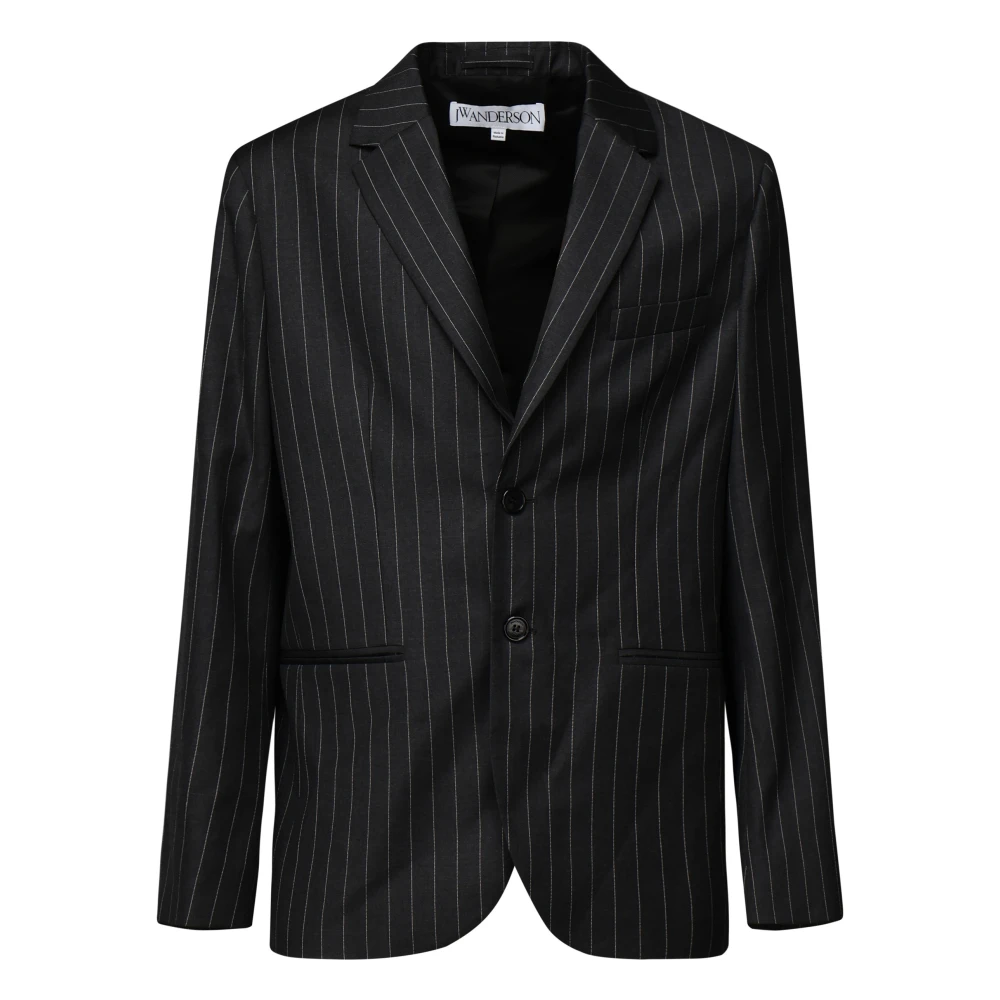 JW Anderson Grijze Gestreepte Getailleerde Blazer Jas Gray Heren