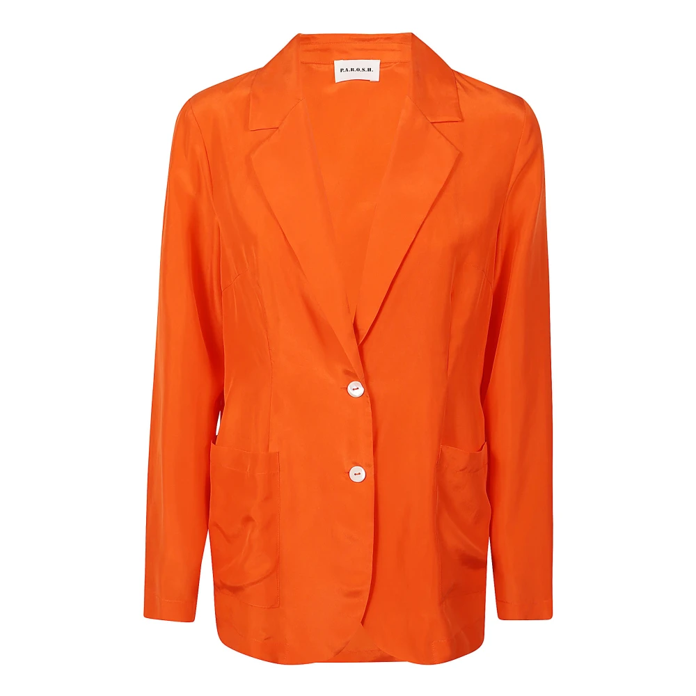 P.a.r.o.s.h. Silke Crepe de Chine Svart Jacka Orange, Dam