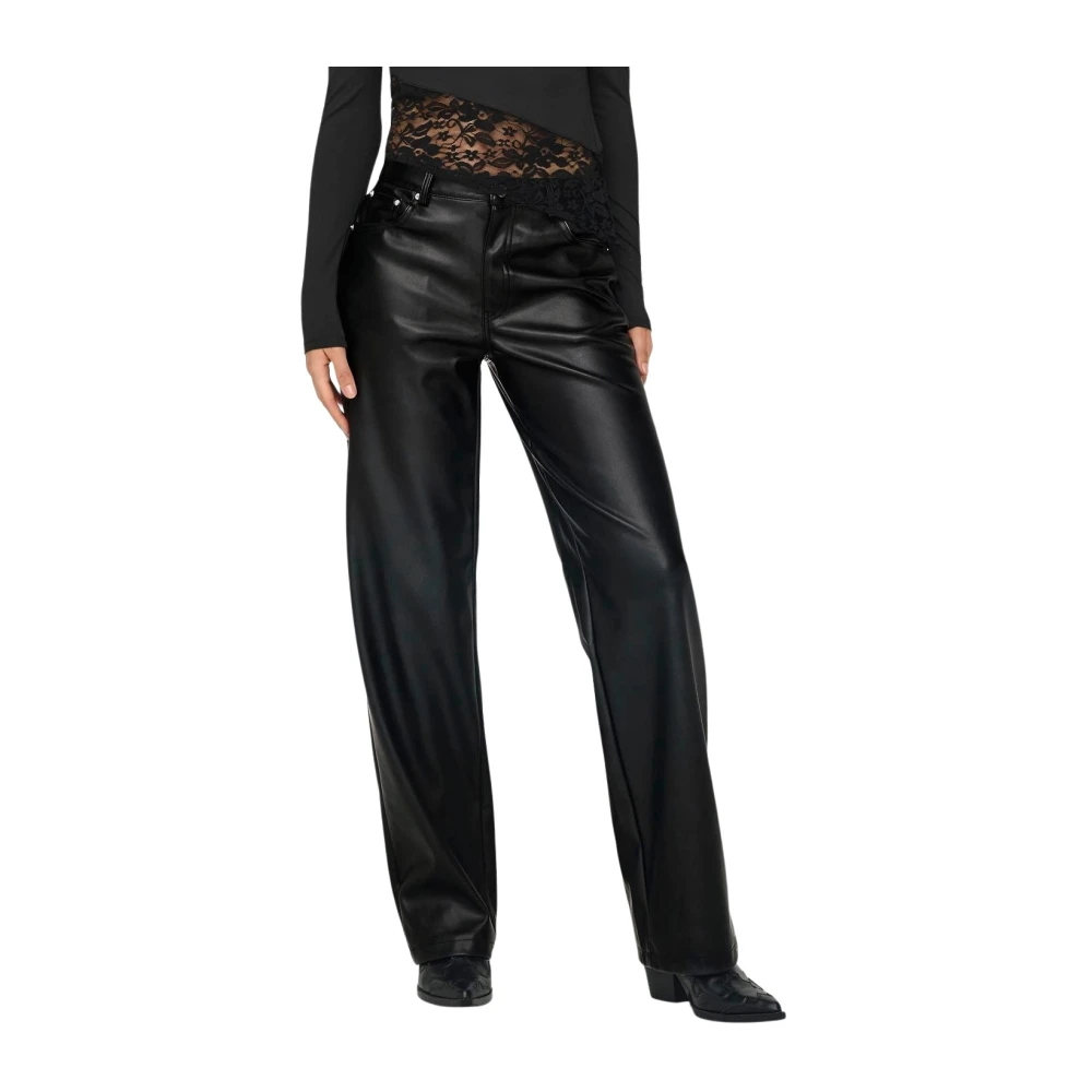 Only Leren broek voor vrouwen Black Dames