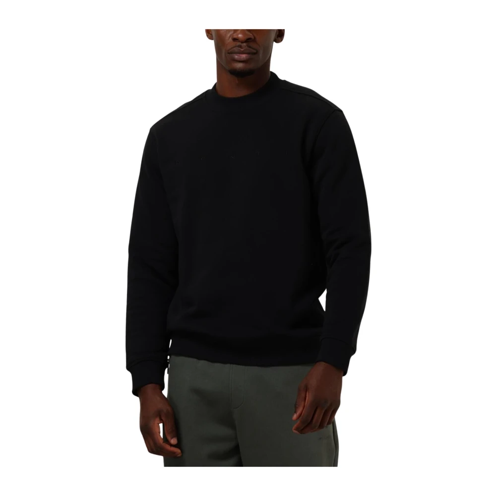 Genti Moderne Zwarte Sweater voor Mannen Black Heren