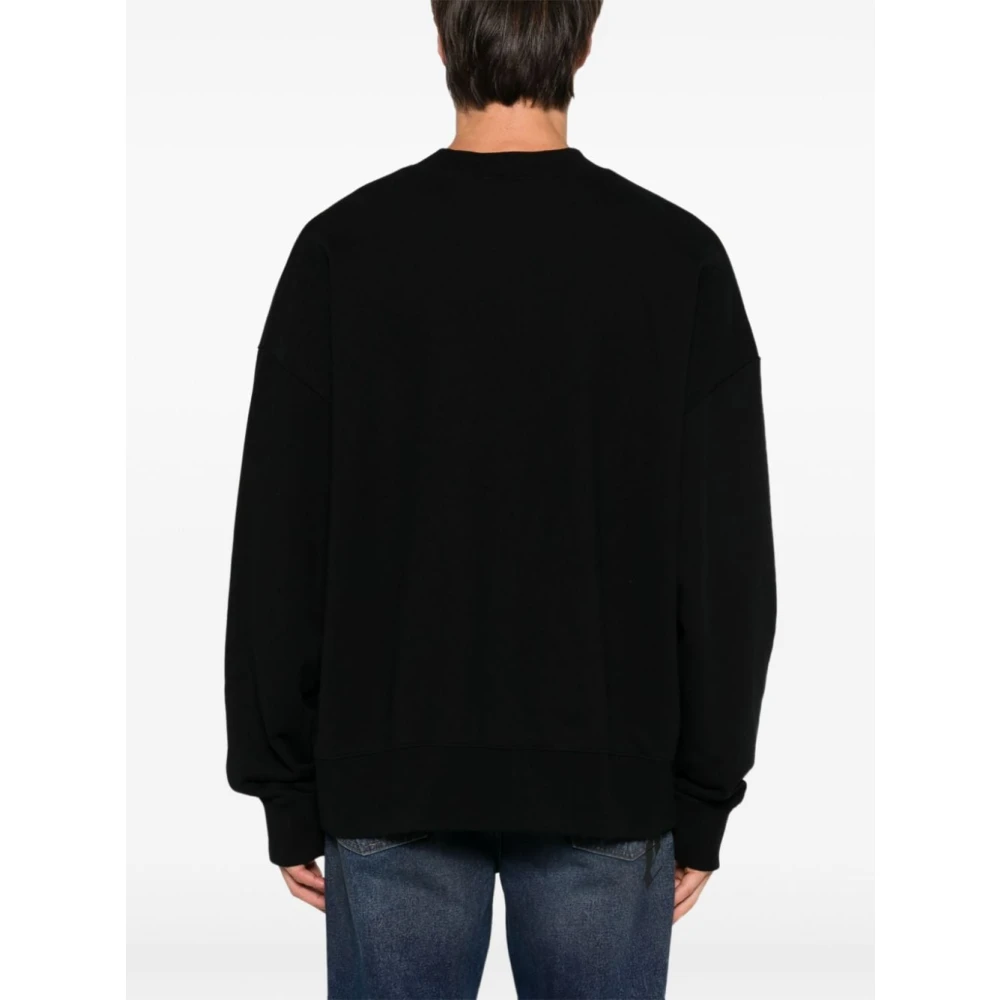 Palm Angels Zwarte Logo Print Crew Neck Sweater Black Heren