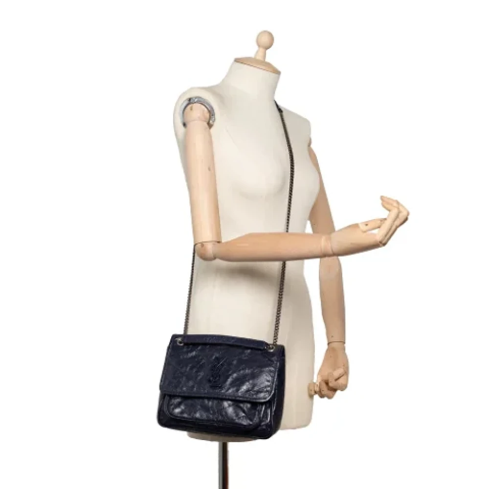 Yves Saint Laurent Vintage Pre-owned Leather shoulder-bags Blue Dames