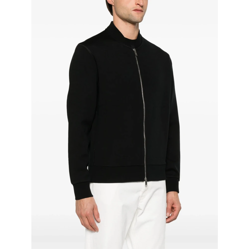 Z Zegna Zwarte Trui met Ritssluiting en Zakken Black Heren