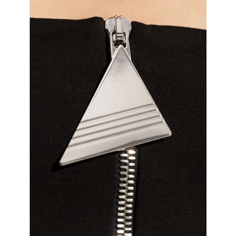 The Attico Compact Technisch Zwart Midi Jurk Black Dames