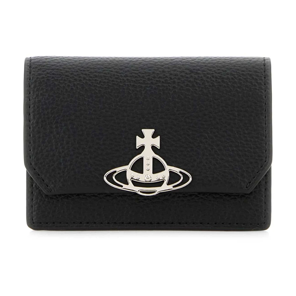 Vivienne Westwood Stijlvolle Zwarte Leren Kaarthouder Black Dames