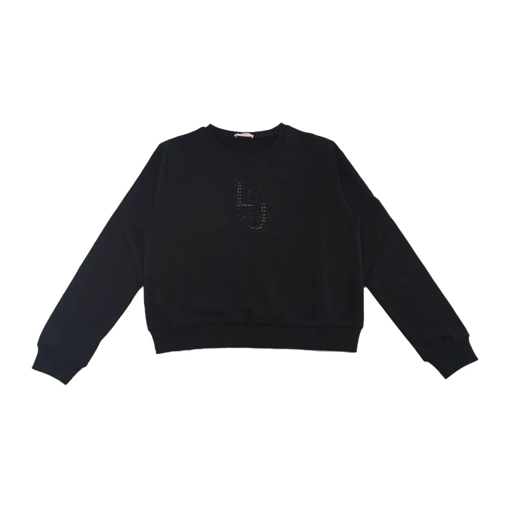 Liu Jo Glitter Logo Sweatshirt Black, Flicka