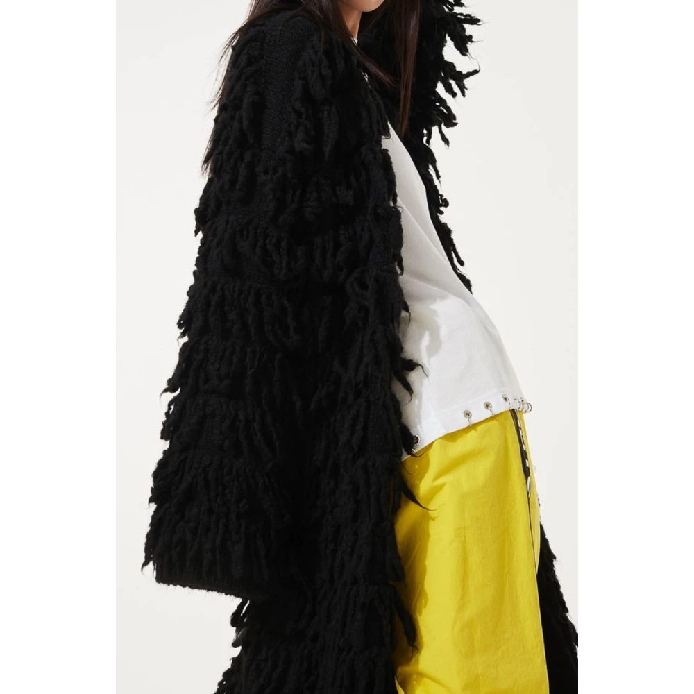 Circus Hotel Fluffy Lang Shaggy Coat Black Dames