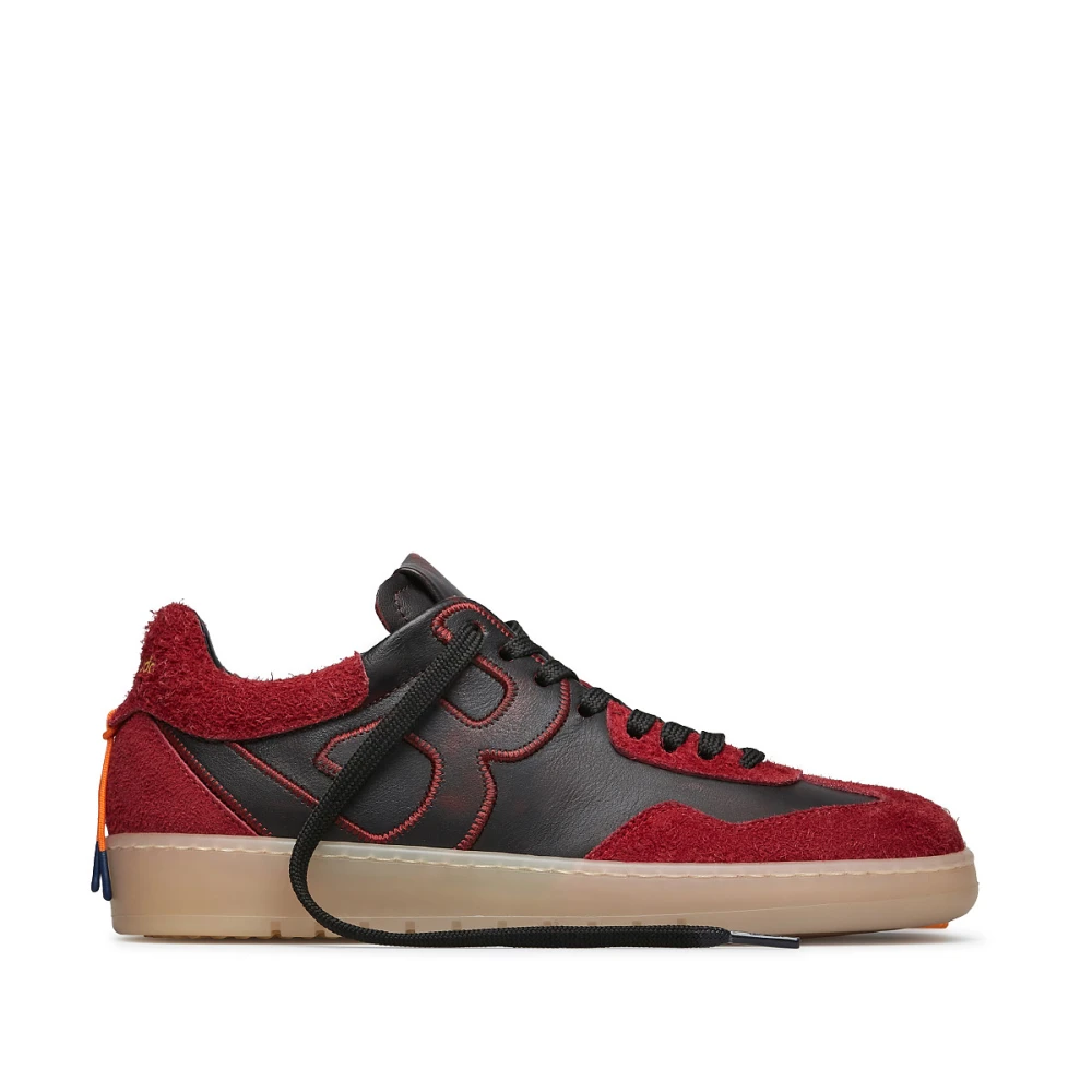 Barracuda Zwarte leren sneakers met details Dames Schoenen Rood