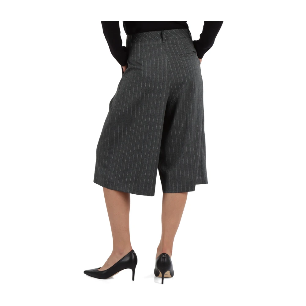 Liu Jo Gestreepte viscose lange broek Gray Dames