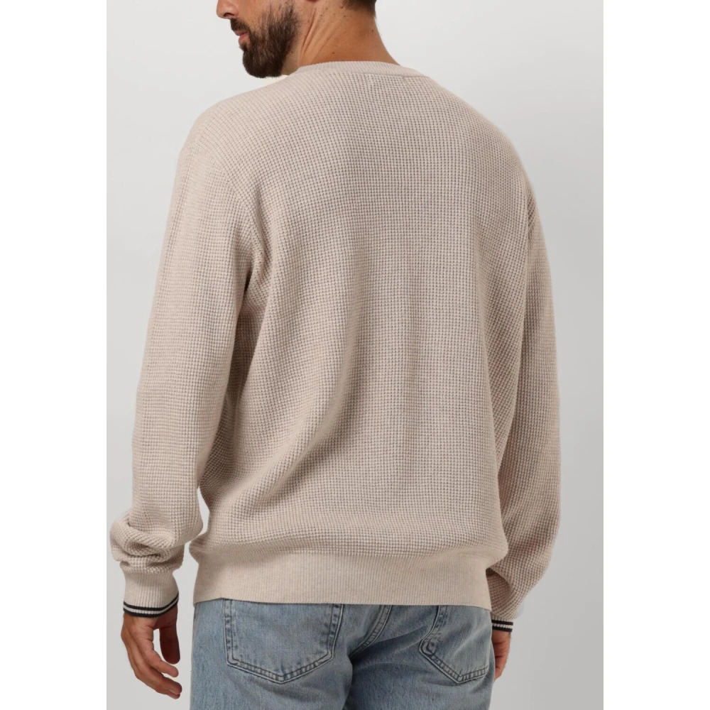 Fred Perry Waffle Stitch Crew Neck Jumper Beige Heren