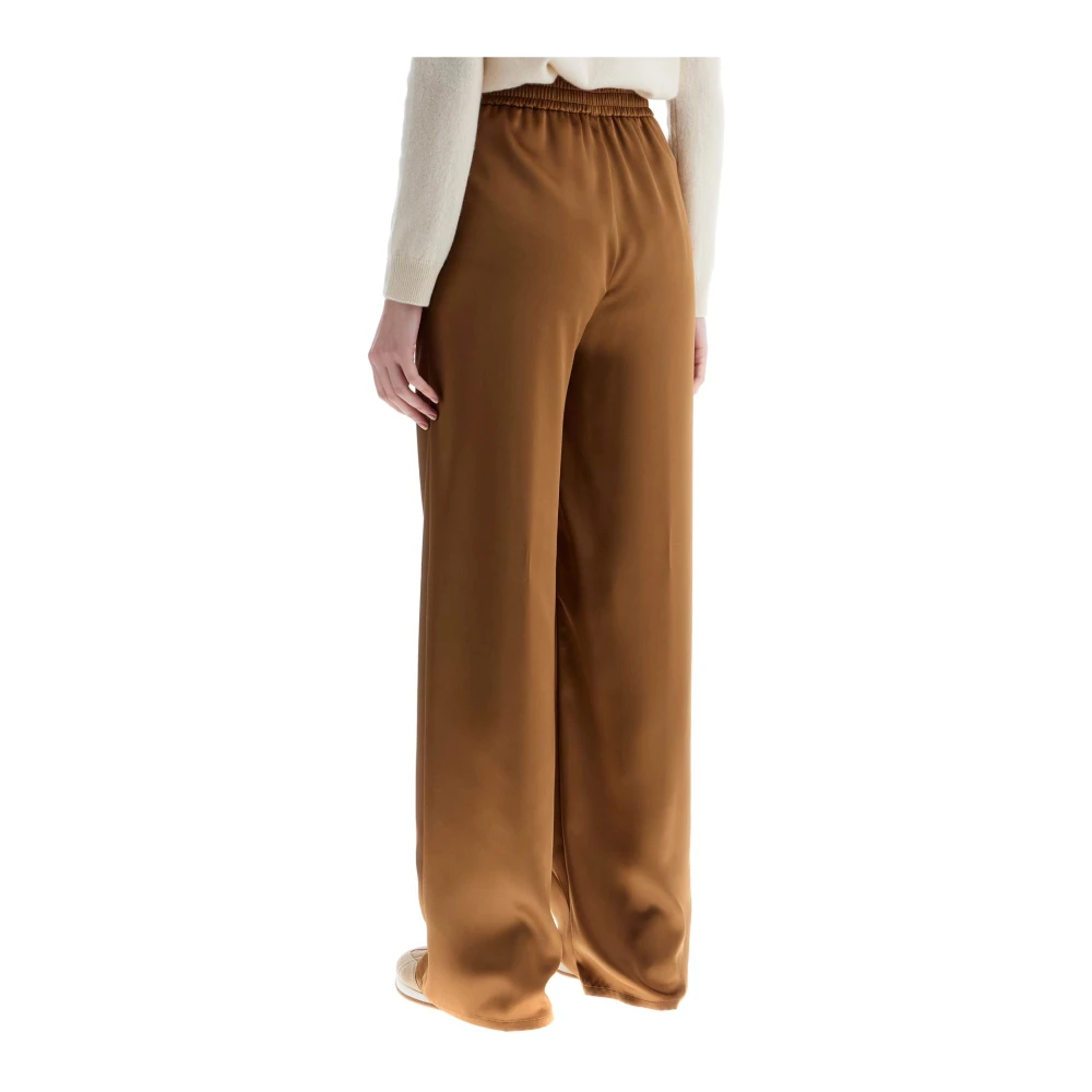 Herno Wijde Pijpen Satijnen Broek Brown Dames