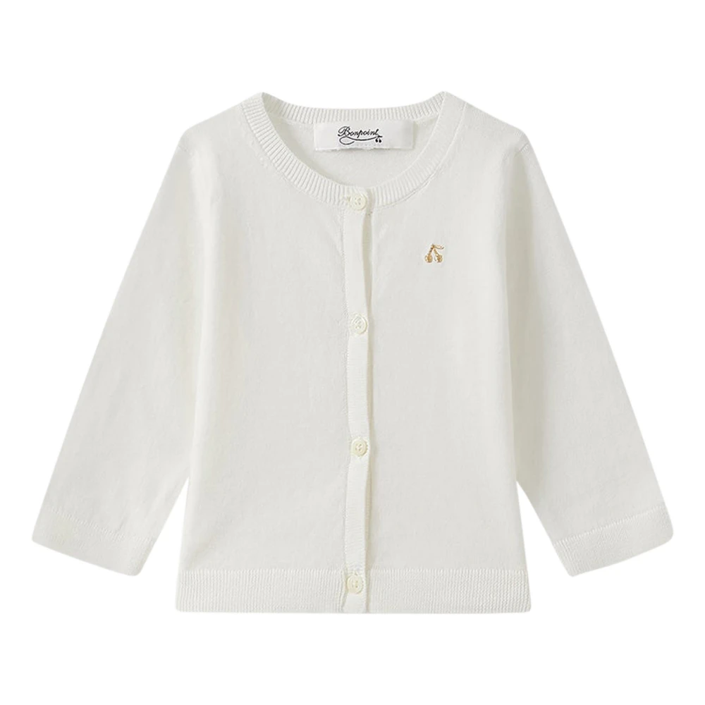 Bonpoint Kort Cardigan Tröja White, Flicka