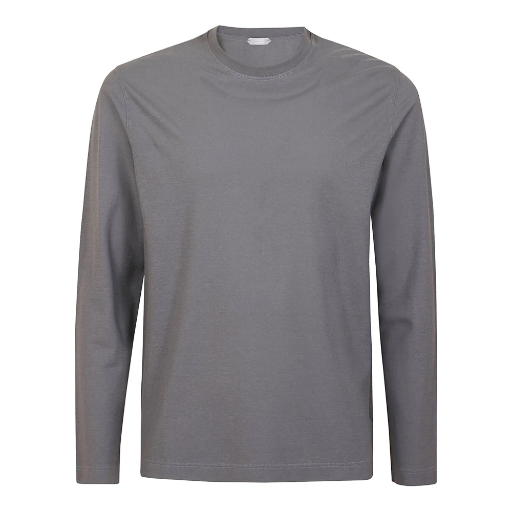 Zanone IJs Katoenen Longsleeve T-shirt Gray Heren