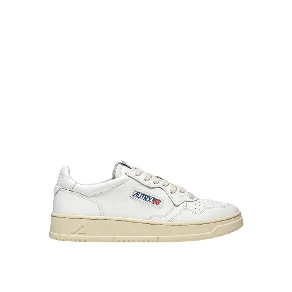 Autry Vintage Stil Låg Topp Läder Sneakers White, Herr