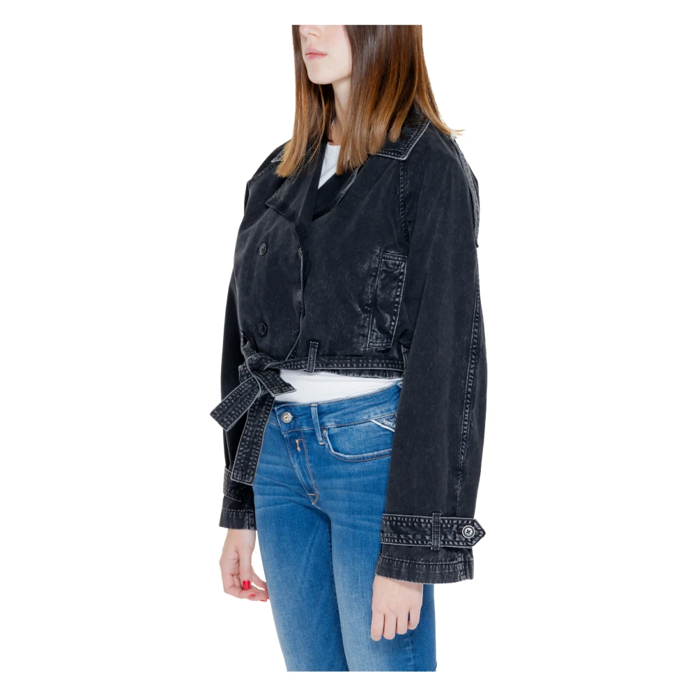 Only Zwarte Katoenen Blazer met Knoopsluiting Black Dames