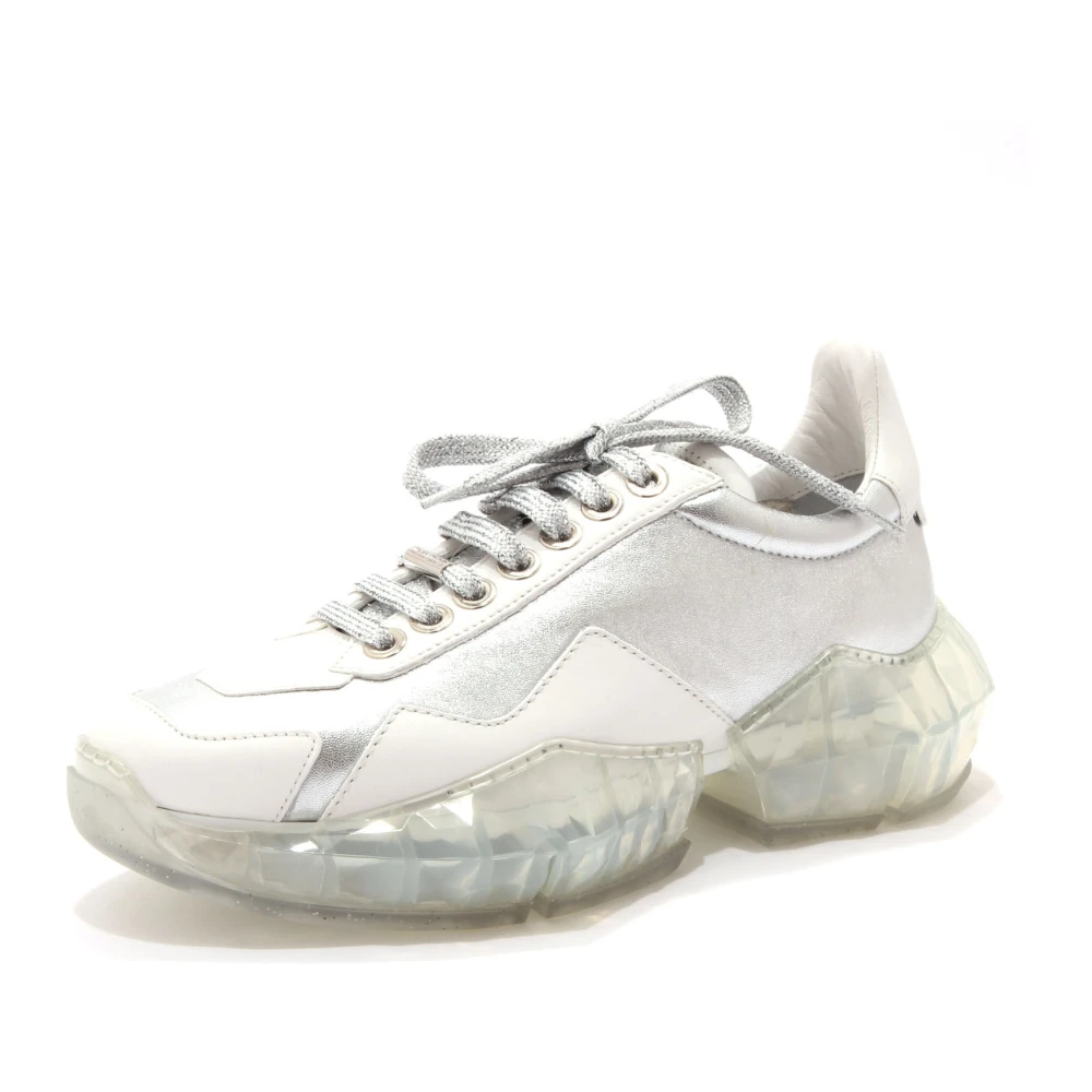 Jimmy Choo Witte Leren Schoenen Diamond Stijl Dames Schoenen