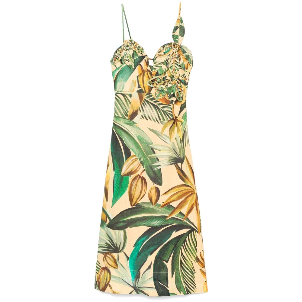 Farm Rio Gele Spaghettiband Jurk Multicolor Dames