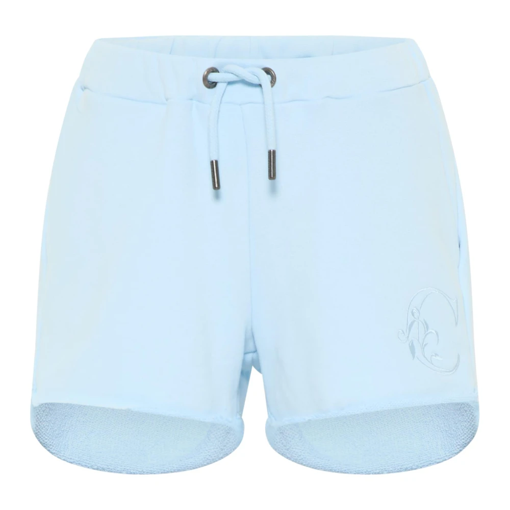 Carlo Colucci Women's Blue Sweat Short With Embroidery - Short Shorts - L - Shorts