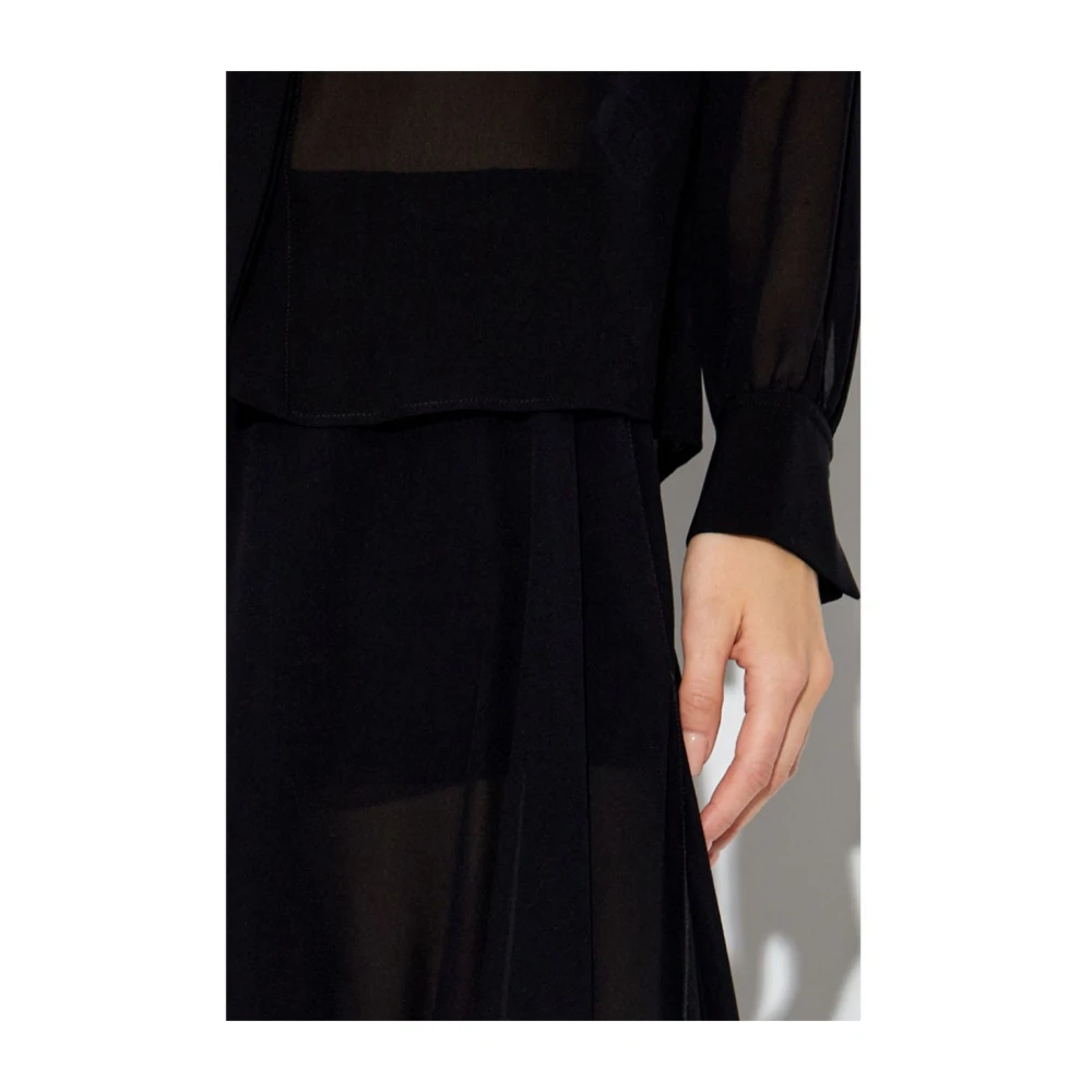 Chloé Zwarte Zijden Georgette Asymmetrische Shorts Black Dames