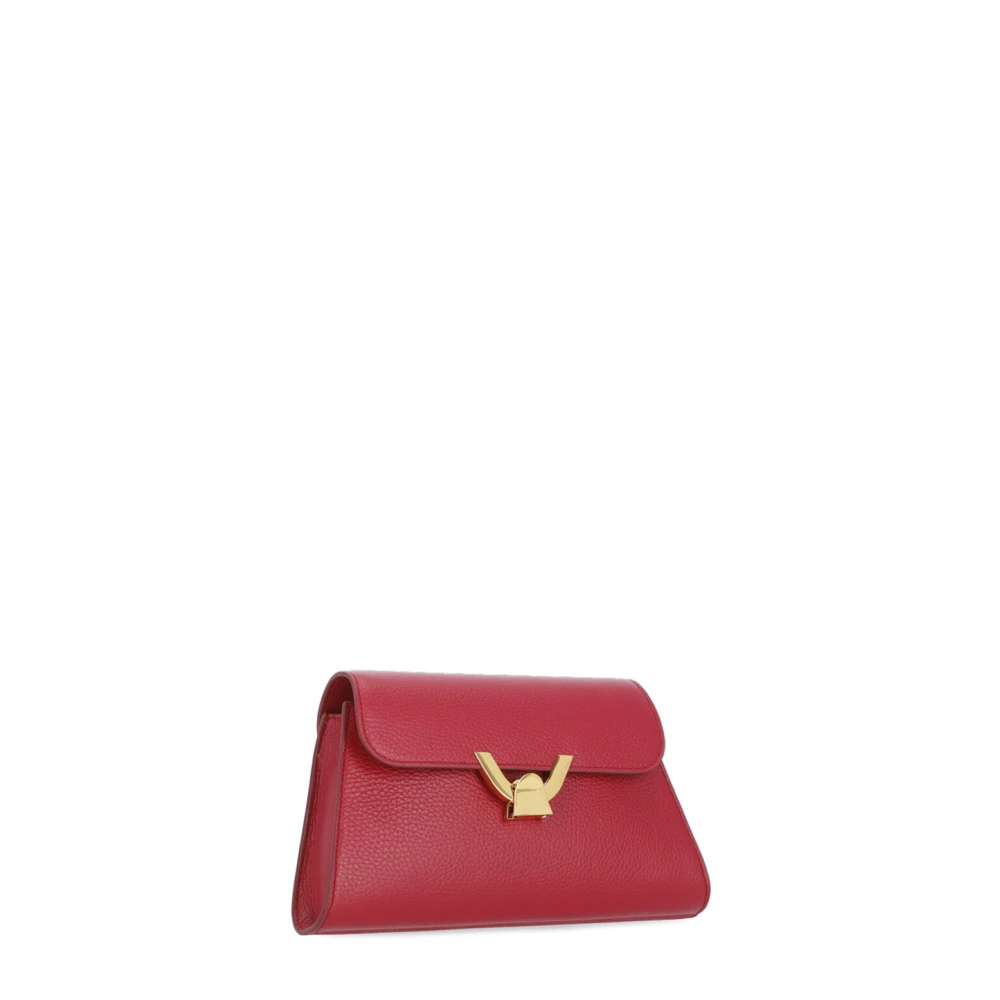 Coccinelle Rode leren schoudertas met flap Red Dames