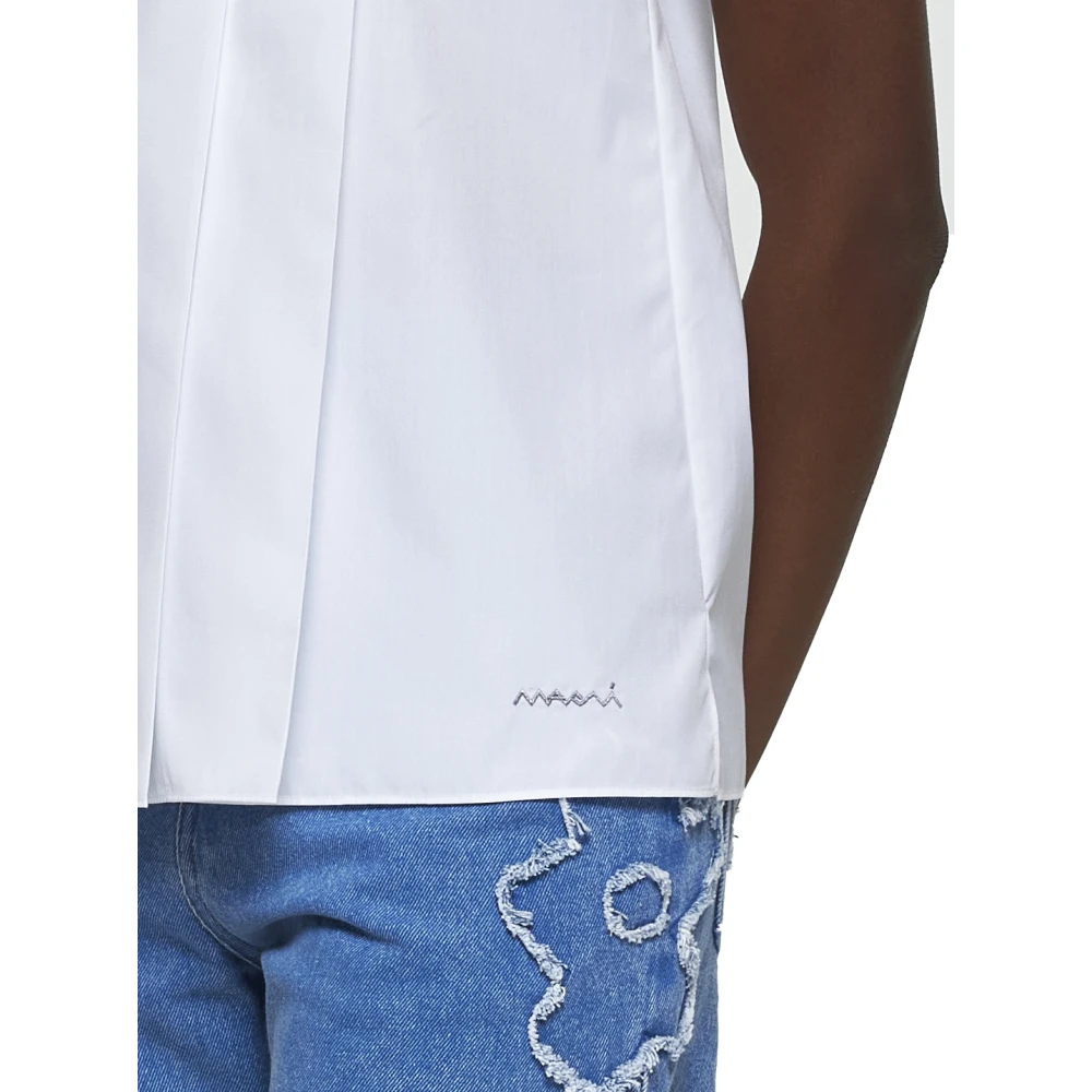 Marni Witte Mouwloze Top met Symbool Borduurwerk White Dames