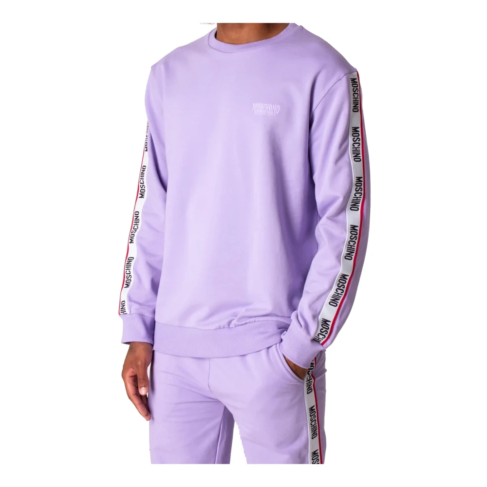 Moschino Logo Tape Arm Sweatshirt Purple Heren