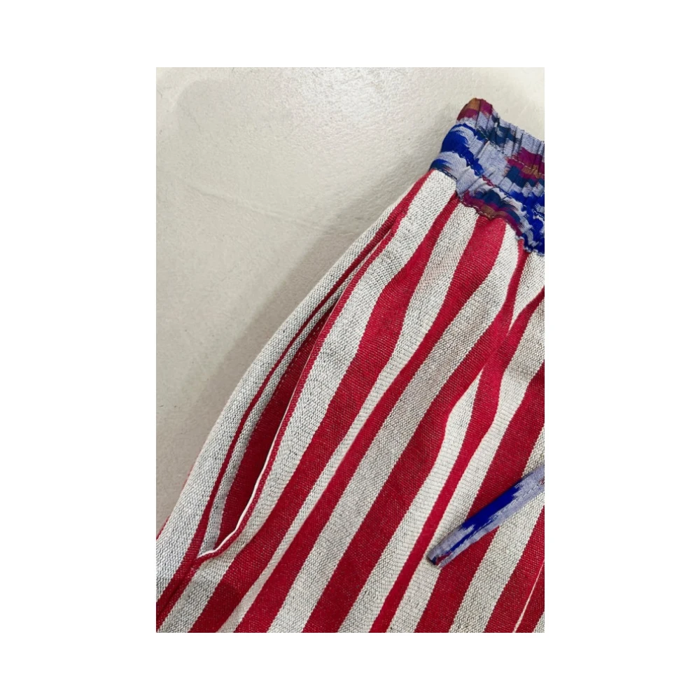 Claramonte Gestreepte katoenen shorts met elastische taille Red Heren
