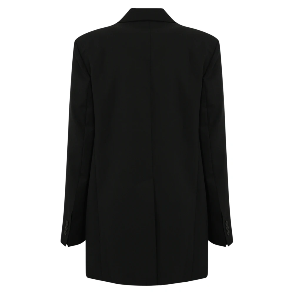 Max Mara Weekend Zwarte wollen blazer lange mouwen V-hals Black Dames