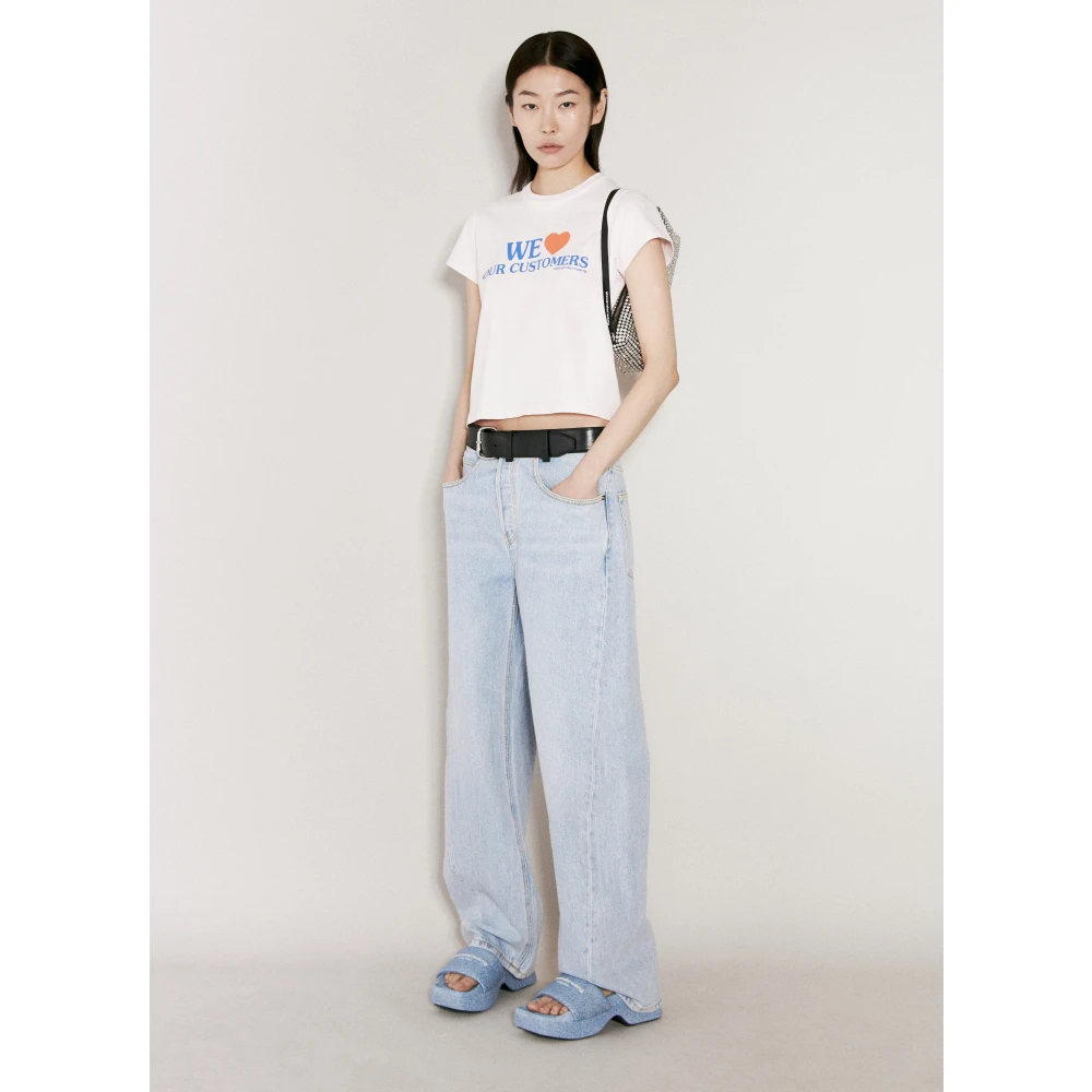 alexander wang Ballon Jeans met Leren Riem Blue Dames