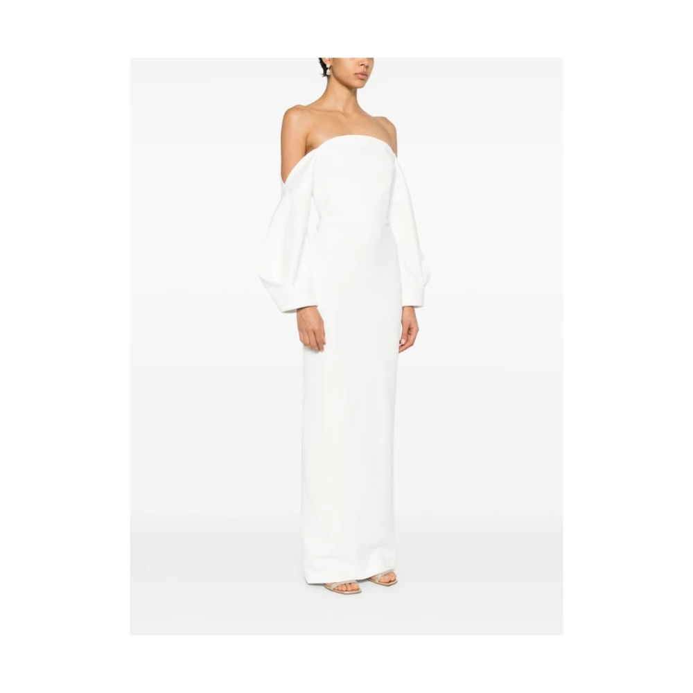 Solace London Witte Off-Shoulder Gedrapeerde Jurk White Dames