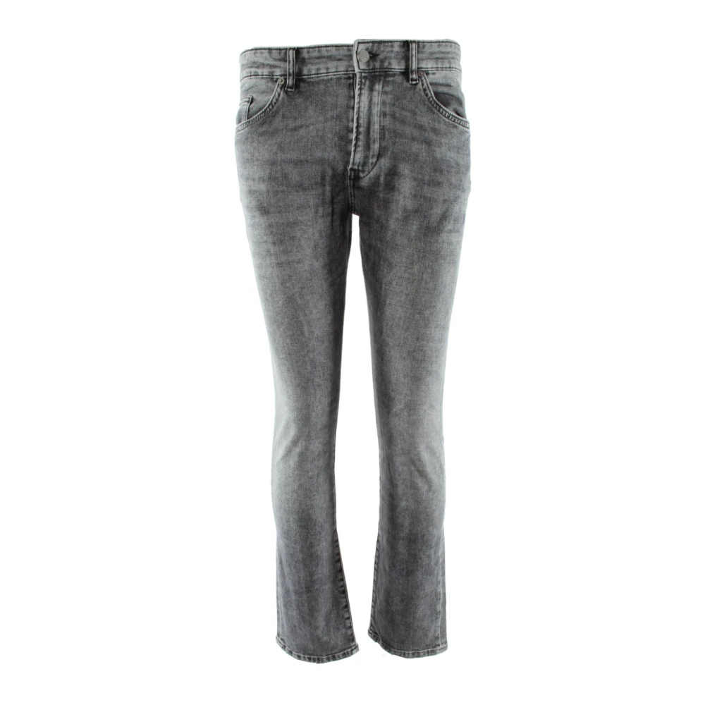 Hugo Men's Gray Delaware3 Slim-Fit Jeans - Straight Fit Jeans - W34 L32 - Jeans