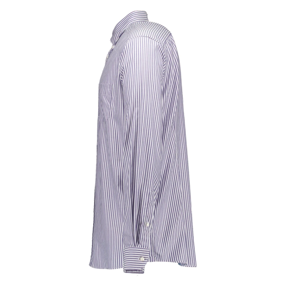 Eton Gestreept Oxford Overhemd in Donkerblauw Blue Heren
