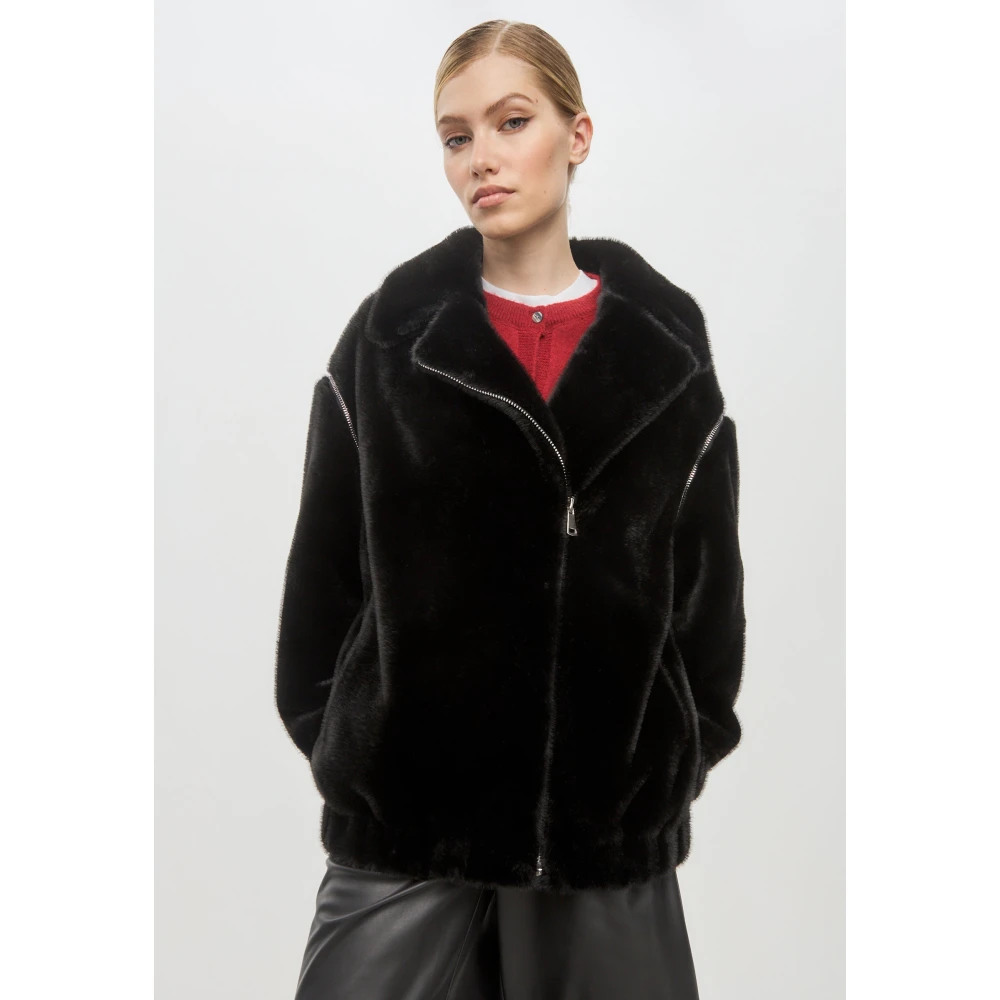 Cesare Gaspari Faux Fur & Shearling Jackets Black Dames