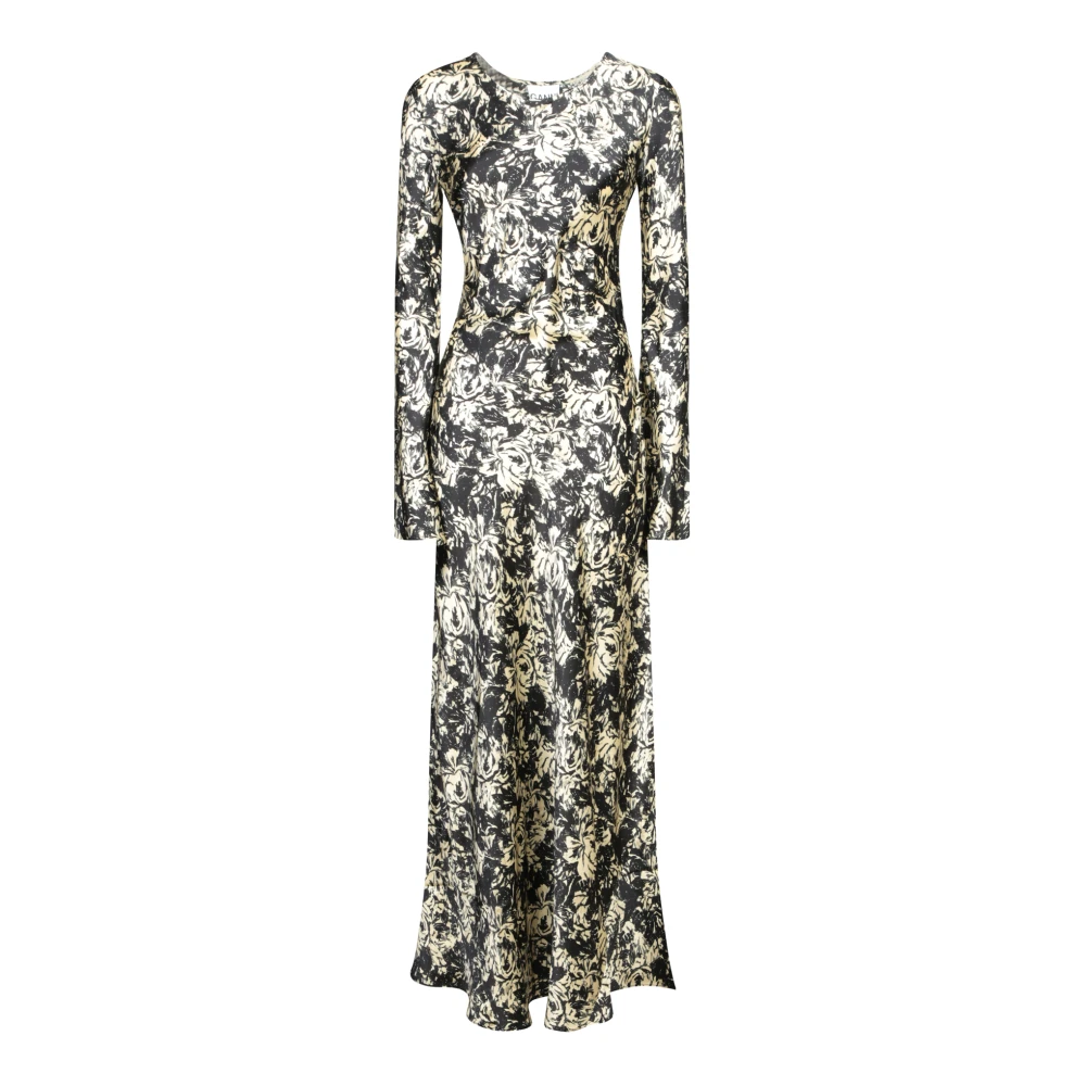 Ganni Witte Avocado Print Maxi Jurk Multicolor Dames