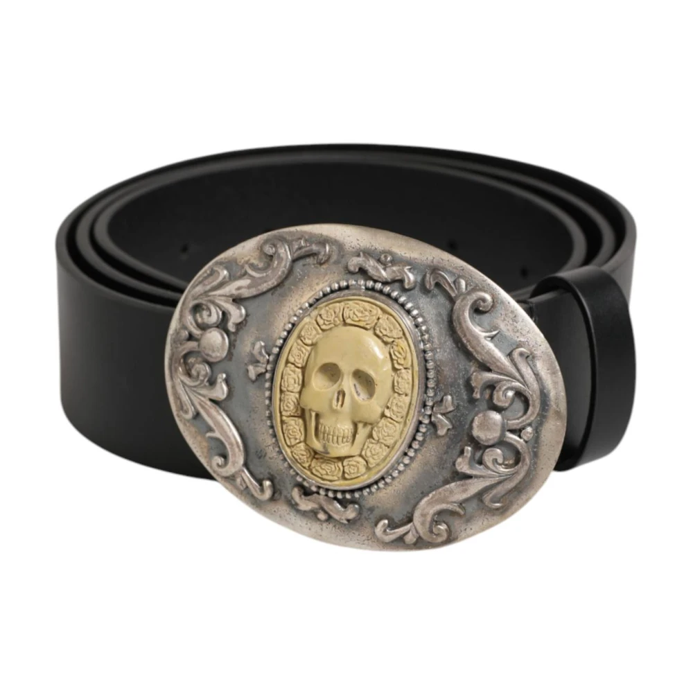 Dolce & Gabbana Men's Black Leather Belt With Metal Buckle