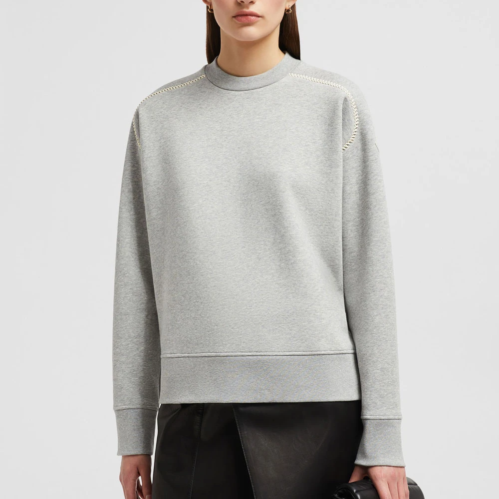 Moncler Geborduurde Sweatshirt met Elegante Schouderdetails Gray Dames