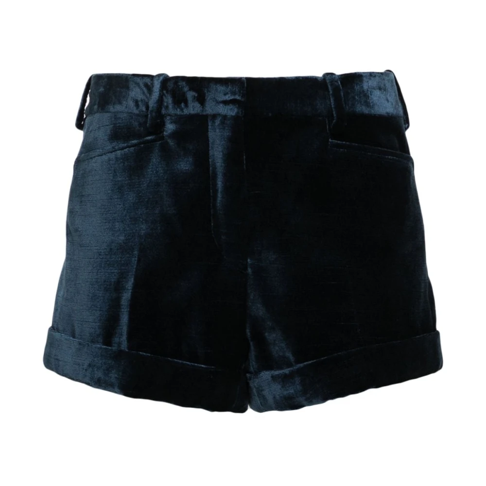 Tom Ford Blauwe Velvet Shorts met Dart Detailing Blue Dames