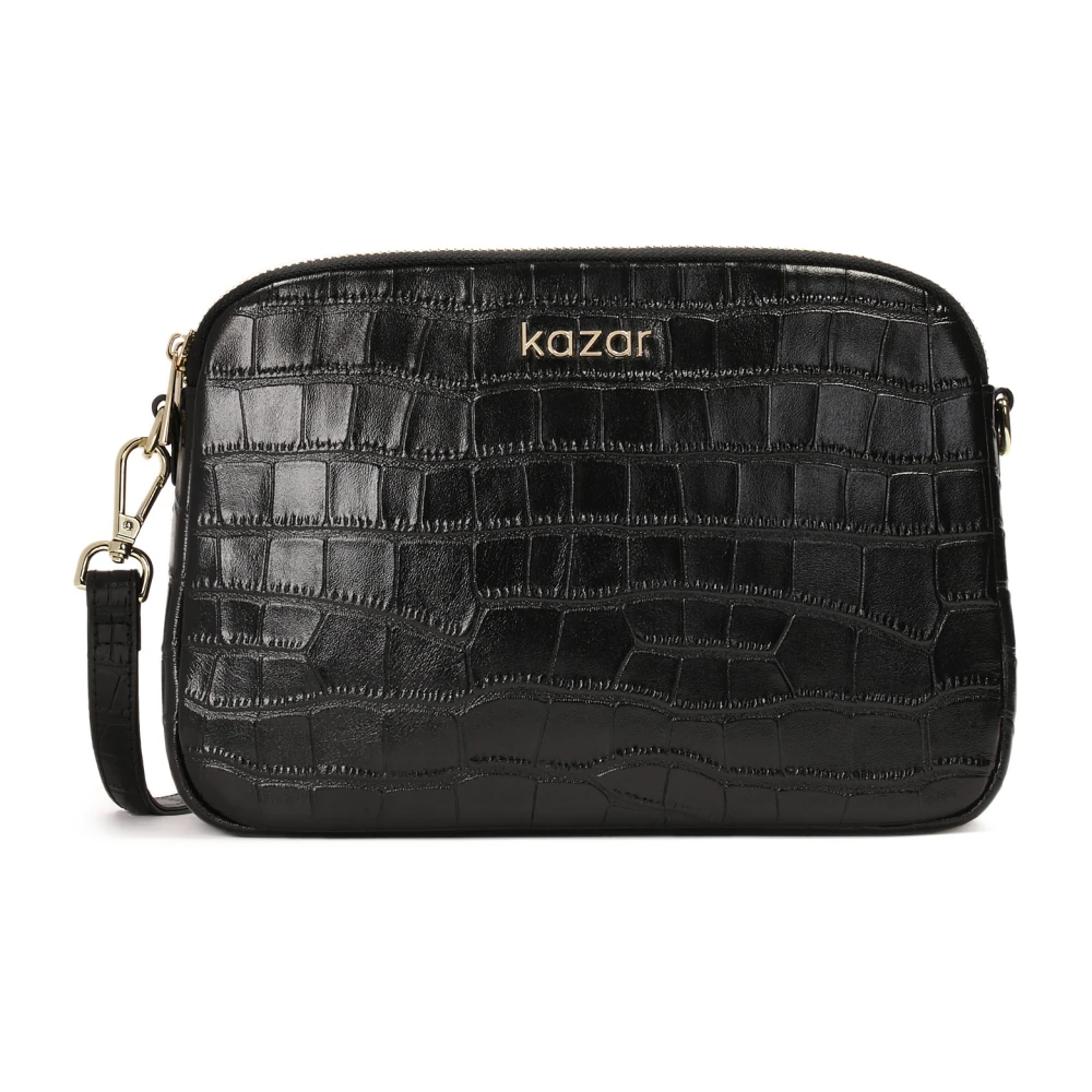 Kazar Klassieke zwarte krokodillenleren handtas Black Dames