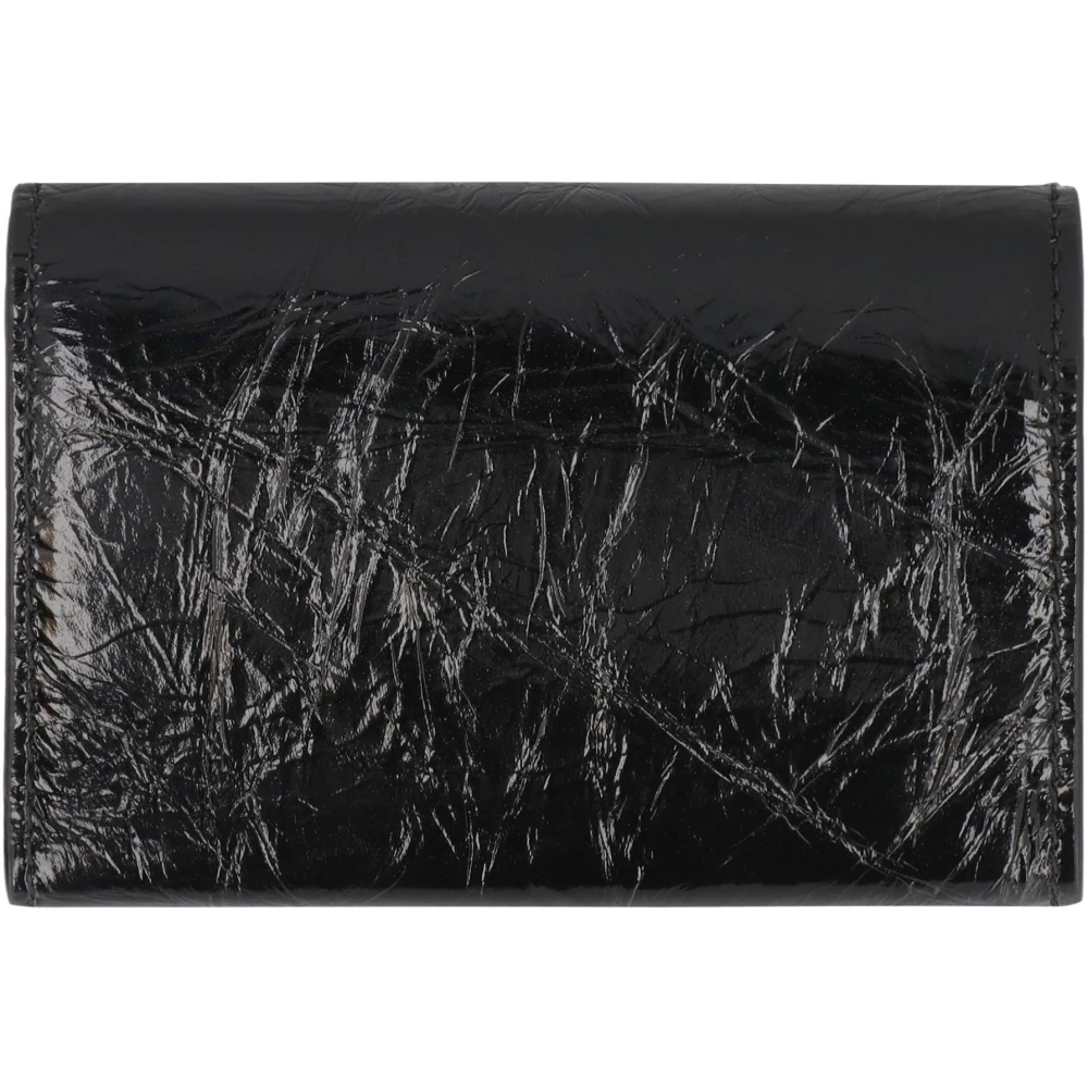 Balenciaga Leren Portemonnee met Drukknoop Black Dames