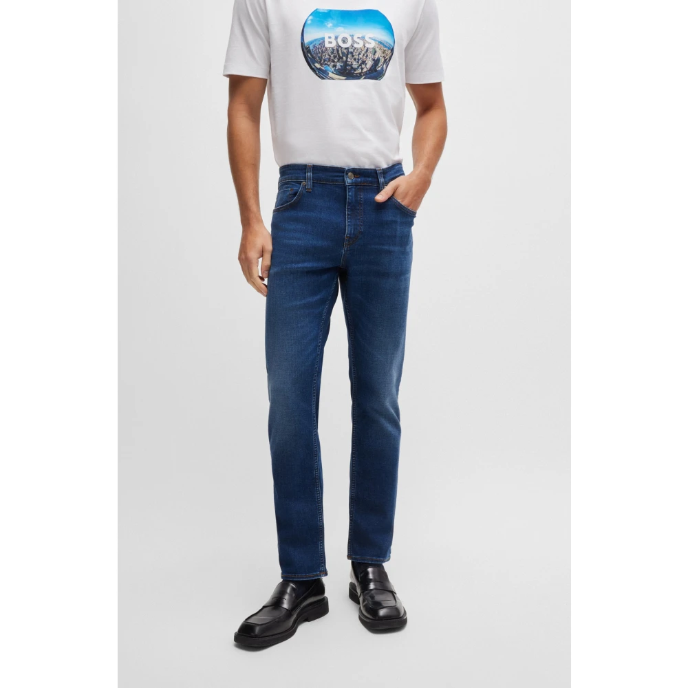 Hugo Boss Delaware Slim Jeans in donkerblauwe denim Blue Heren