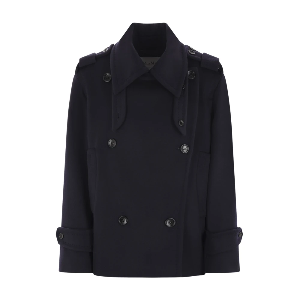 Max Mara Blauwe Wol Kasjmier Caban Jas Blue Dames