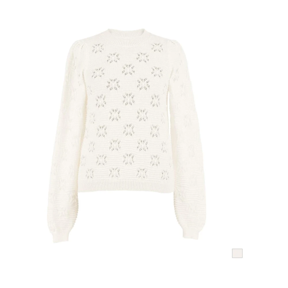 Twinset Women's White Wool-Blend Crochet Sweater