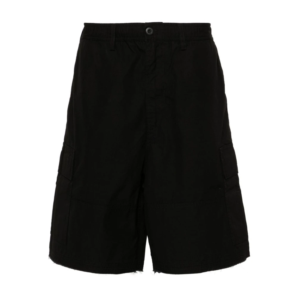 032c Zwarte Cargo Shorts met Logo Patch Black Heren