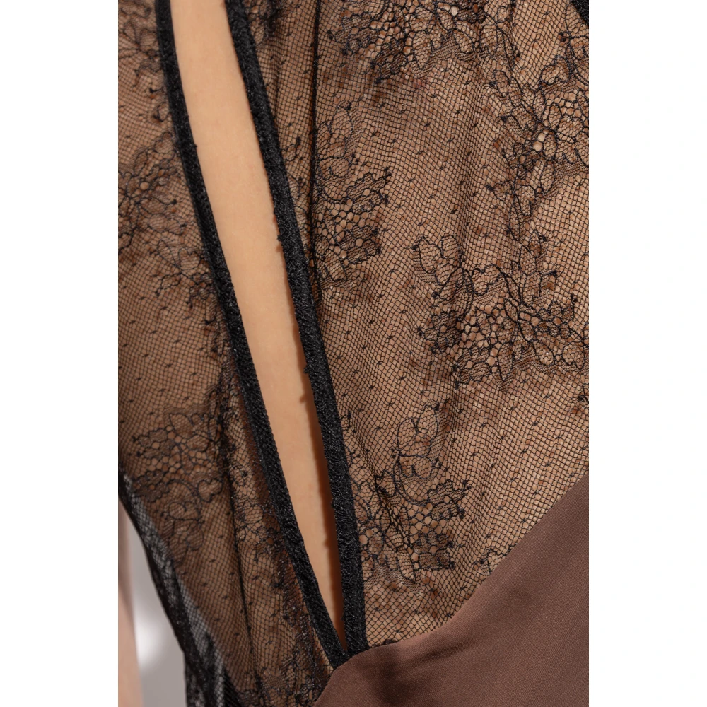 Rotate Birger Christensen Jurk met kant Brown Dames