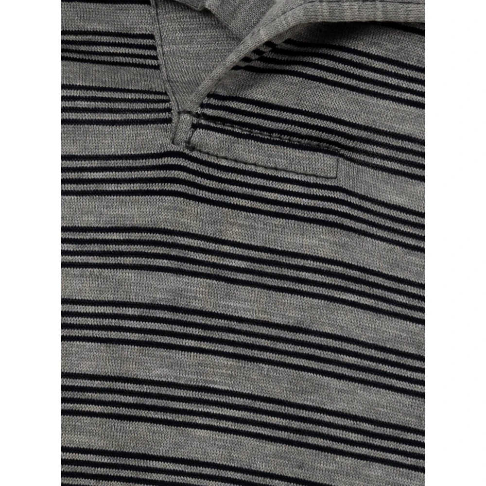 Corneliani Gestreept poloshirt met korte mouwen in grijs Gray Heren