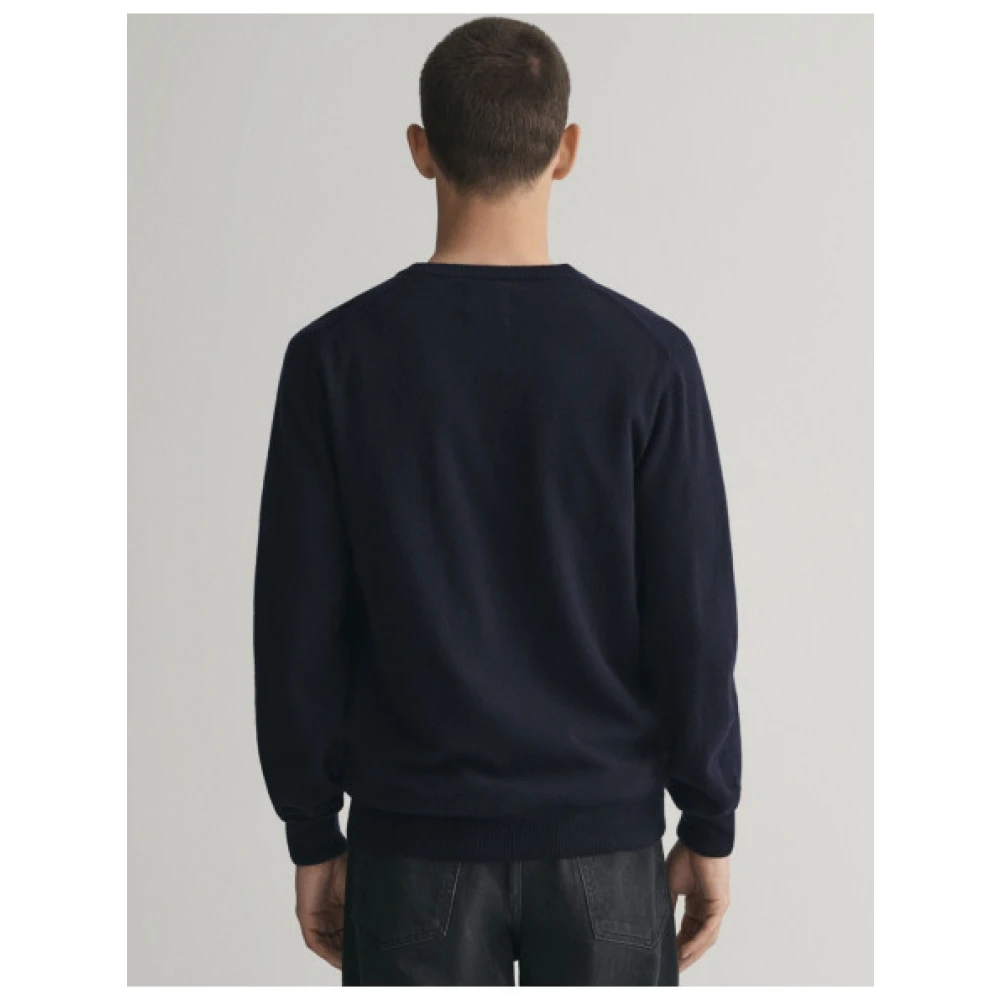 Gant Ultra Fijne Wol V-Hals Trui Blue Heren