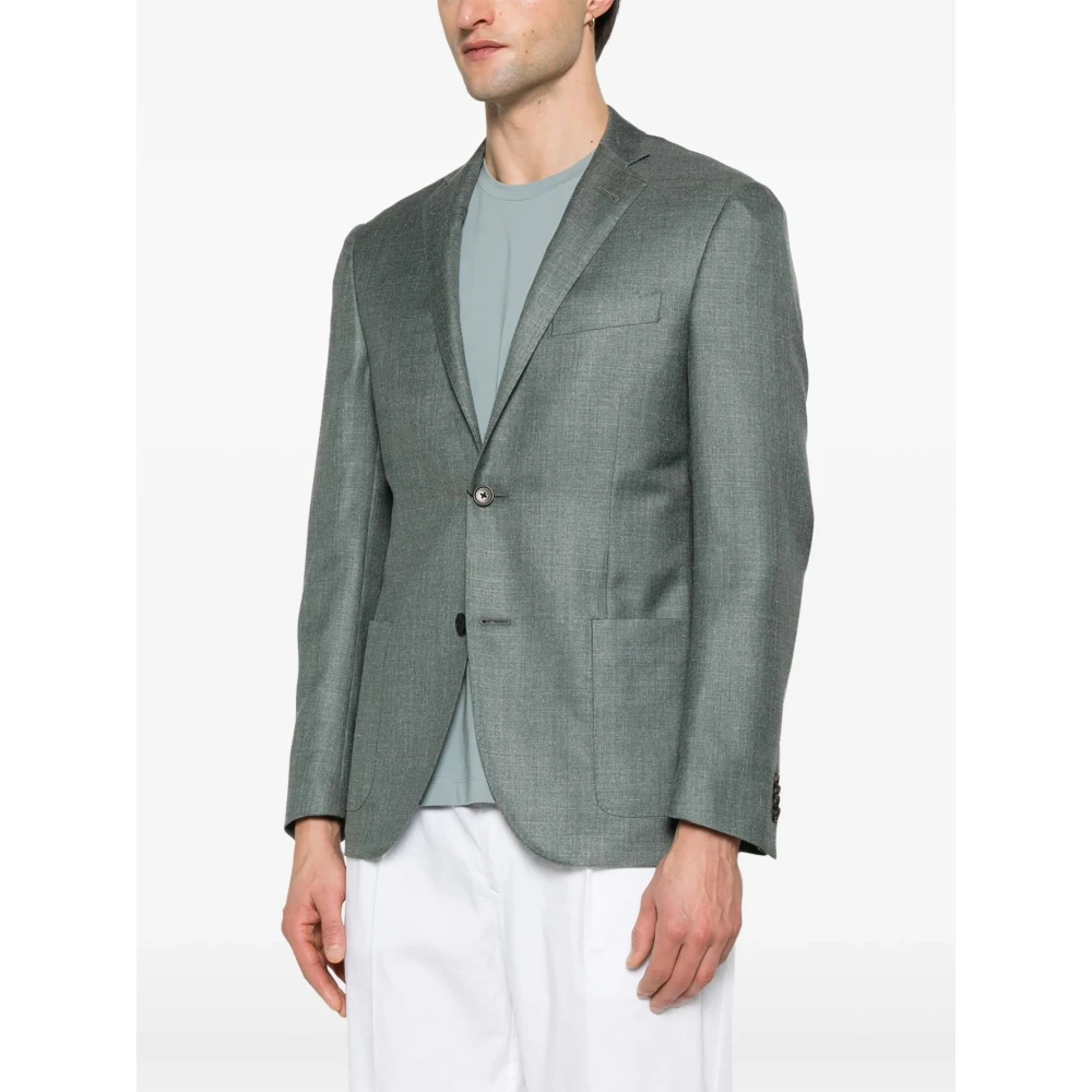 Corneliani Luxe Wol Zijde Linnen Jas Green Heren