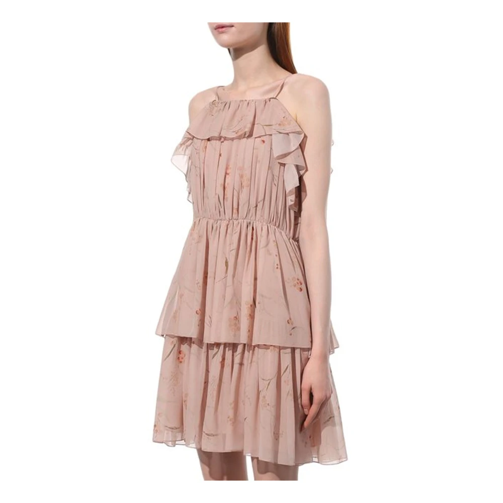 Celine Bloemenprint Chiffon Jurk Pink Dames
